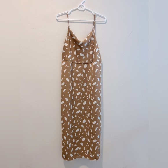 Old Navy Satin Cowl Brown Print Maxi Dress Small - Picture 1 of 12